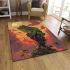 Green frog smoking weed on top of an island in the sky area rugs carpet