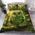 Green owl cartoon bedding set