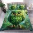 Green owl cartoon bedding set