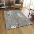 Grey background with cute owls on tree branches area rugs carpet