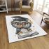 Grey owl with big eyes wearing glasses area rugs carpet