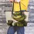 Grinchy broke his front teeth smile like rabbit drinking coffee leather tote bag