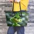 grinchy cartoon smile show toothless 3D Leather Tote Bag