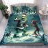 Grinchy cry and dancing santaclaus bedding set