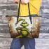 Grinchy drink coffee smile and dream catcher leather tote bag