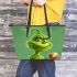 Grinchy got bucked tooth missing smile leather tote bag