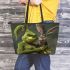 grinchy smile and dancing donkey Leather Tote Bag