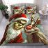 Grinchy smile and dancing santaclaus and reindeer show bedding set