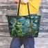 grinchy smile and dancing skeleton king 17 Leather Tote Bag