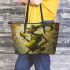 grinchy smile and dancing skeleton king Leather Tote Bag