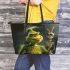 grinchy smile and dancing skeleton king rabbit toothless Leather Tote Bag