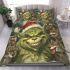 Grinchy smile and dancing wolves show bedding set