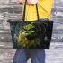 Grinchy smile with dream catcher leather tote bag