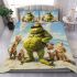 Grinchy with black sunglass and dancing cats dogs bedding set