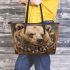 Grizzly bear with dream catcher leather tote bag