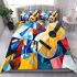 Guitar and wine glass abstract painting with lines bedding set