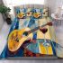 Guitar and wine glass cubism style painting bedding set