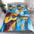 Guitar and wine glass cubism style painting bedding set