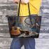 Guitar coffee and dream catcher leather tote bag