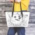 Happy corgi with butterfly on its nose in the garden leather tote bag