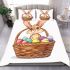 Happy easter bunny with a basket full of colored eggs bedding set