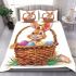Happy easter bunny with colorful eggs in a basket isolated bedding set