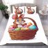 Happy easter bunny with colorful eggs in a basket isolated bedding set