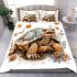 Happy smiling turtle with flowers bedding set