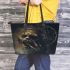 Horror scarry monster with dream catcher leather tote bag