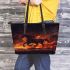 Horse fiery red mane and tail leather tote bag