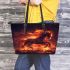 Horse fiery red mane and tail leather tote bag