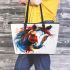 Horse head brush strokes leather tote bag