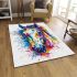 Horse head brush strokes colorful ink splash area rugs carpet
