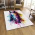 Horse head colorful ink splash and paint drips area rugs carpet