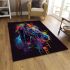 Horse head in the style of colorful paint splashes area rugs carpet