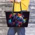 Horse head in the style of colorful paint splashes leather tote bag