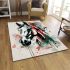 Horse head watercolor and ink splashes area rugs carpet