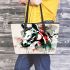 Horse head watercolor and ink splashes leather tote bag