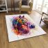 Horse head watercolor splashes area rugs carpet