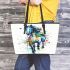Horse splashes and drips with colors leather tote bag