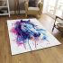 Horse watercolor splash with ink drips area rugs carpet