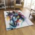 Horse with leaves colorful ink painting area rugs carpet