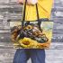 Horse with sunflower leather tote bag