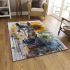 Horse with sunflower watercolor area rugs carpet