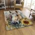 Horse with sunflower watercolor area rugs carpet