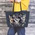 Husky dogs with dream catcher leather tote bag