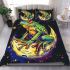 Illustration of a psychedelic frog on the moon bedding set