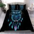 Illustration of owl sitting on dreamcatcher bedding set