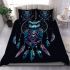 Illustration of owl sitting on dreamcatcher bedding set