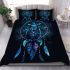 Illustration of owl sitting on dreamcatcher bedding set